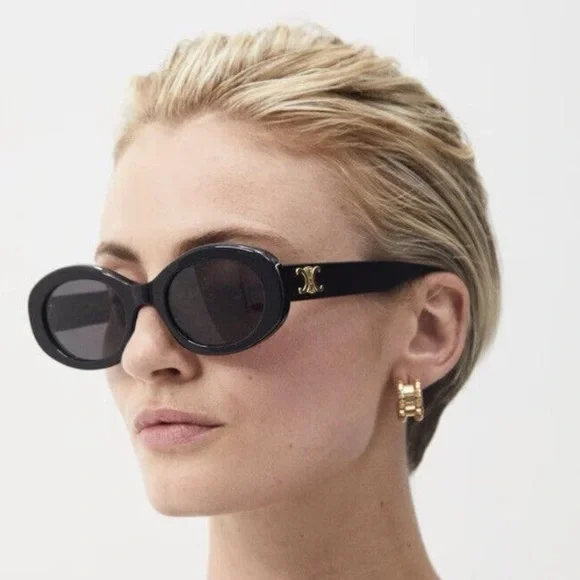 Celine | Accessories | Celine Glossy Black Oval Sunglasses 